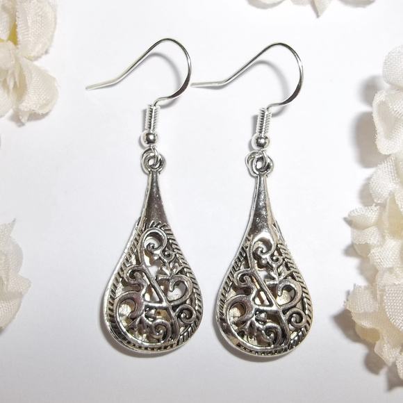 wvluckygirl Jewelry - Long Silver Teardrop Earrings Woman Jewelry 1600